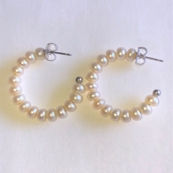 Honora Elegant Genuine Pearl Hoop Earrings - Picture 1 of 5